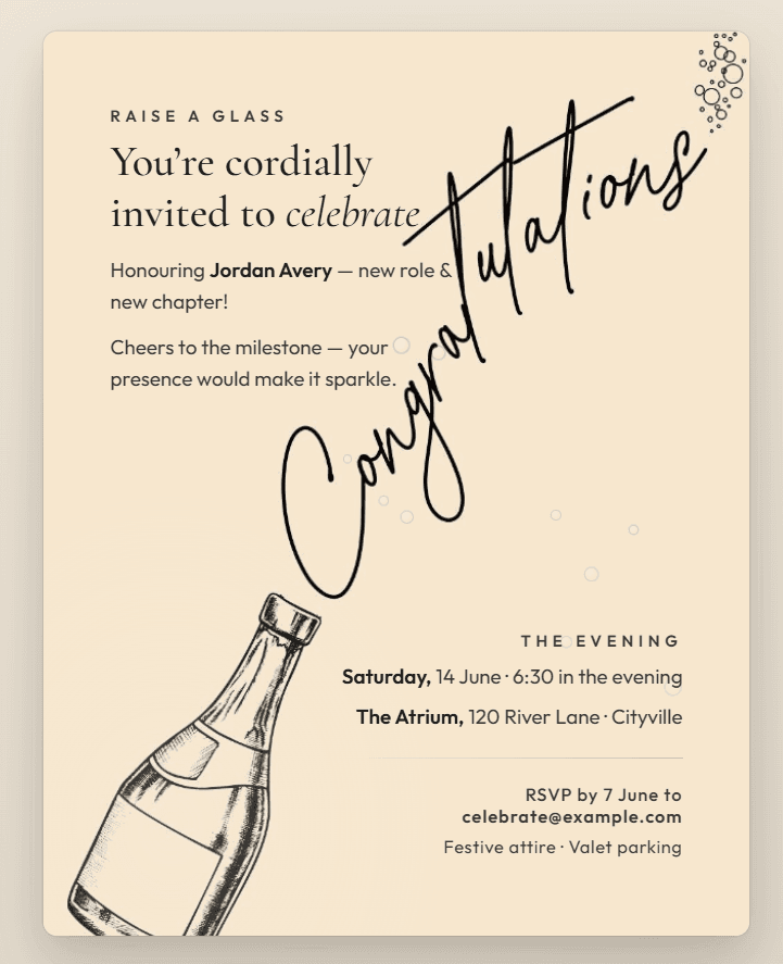 Congratulations — Champagne Sketch
